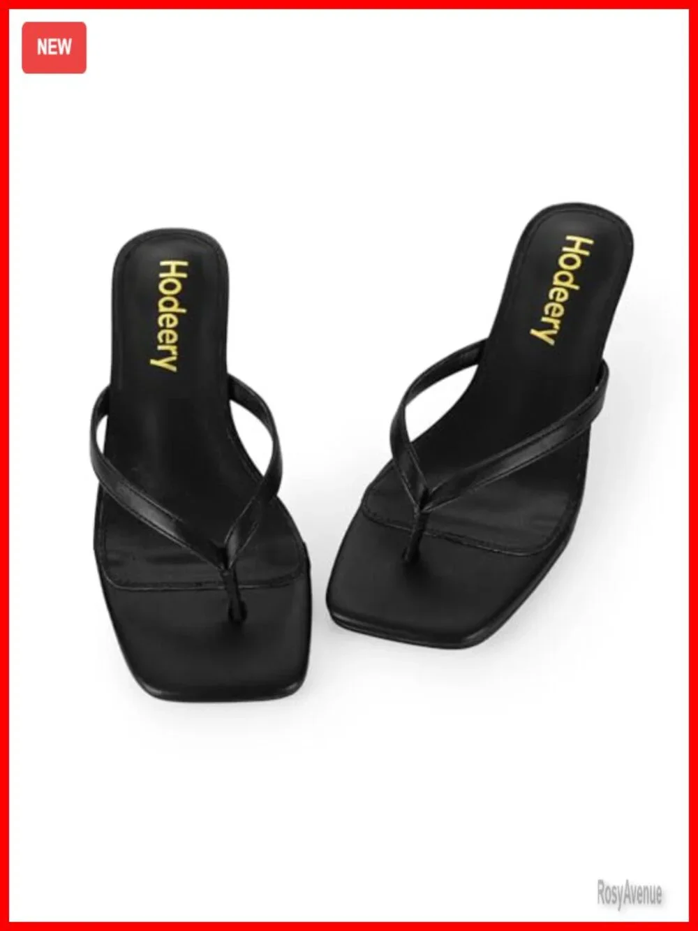 Women's Kitten Heels Thong Sandals Open Square Toe Low Heels 2.5 Inch Slip On
